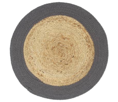 vidaXL Napperons 6 pcs Naturel et anthracite 38 cm Jute et coton