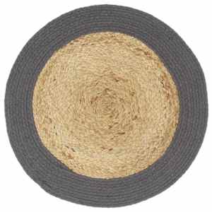 vidaXL Napperons 6 pcs Naturel et anthracite 38 cm Jute et coton