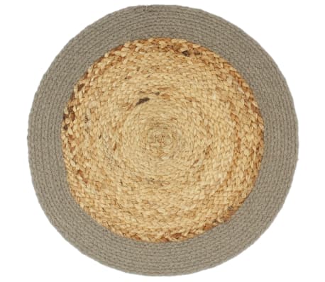 vidaXL Tischsets 6 Stk. Natur und Grau 38 cm Jute und Baumwolle