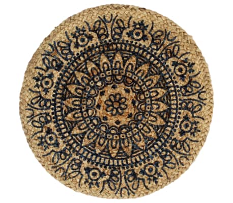 vidaXL Bordmatter 6 stk mørkeblå 38 cm rund jute