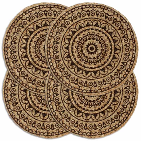 vidaXL lauamatid 4 tk, tumepruun, 38 cm, &uuml;mmargune, džuut