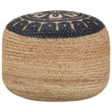 vidaXL Pouf fait à la main Bleu 45 x 30 cm Jute