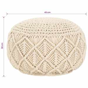 Ručně vyrobený sedací puf macrame 45 x 30 cm bavlna - obrázek 4