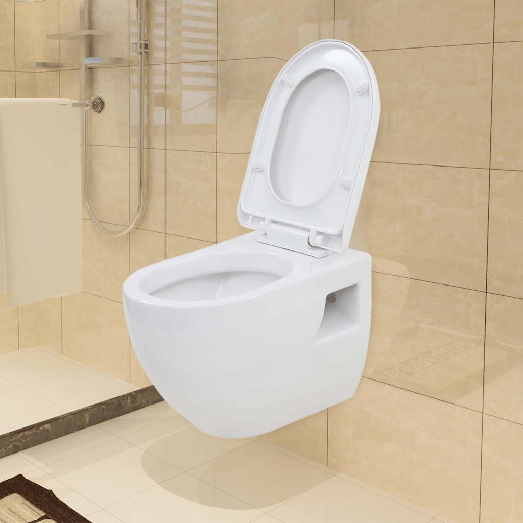 

vidaXL Hangend toilet met verborgen stortbak keramiek wit