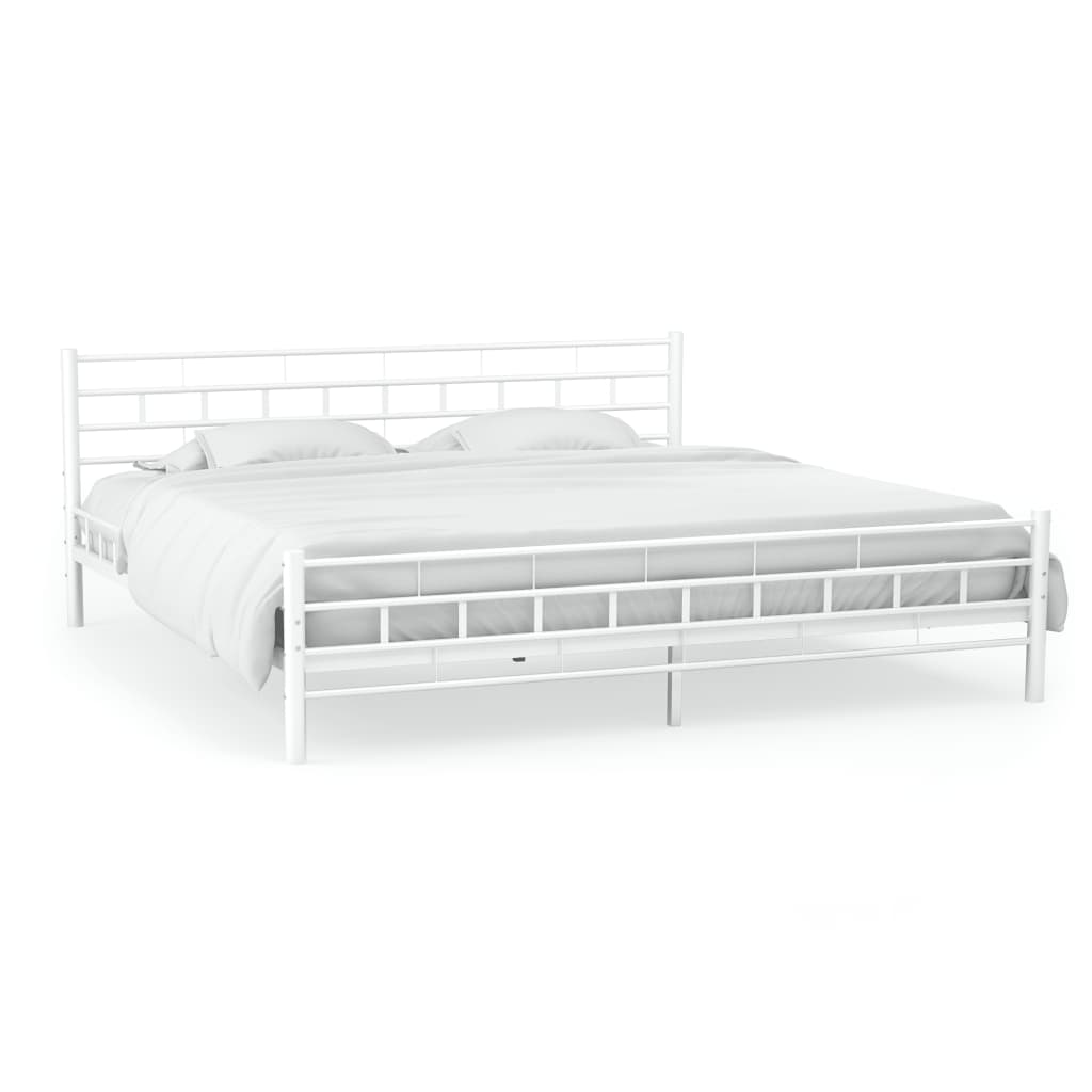 vidaXL Bed met matras blok ontwerp metaal wit 160x200 cm