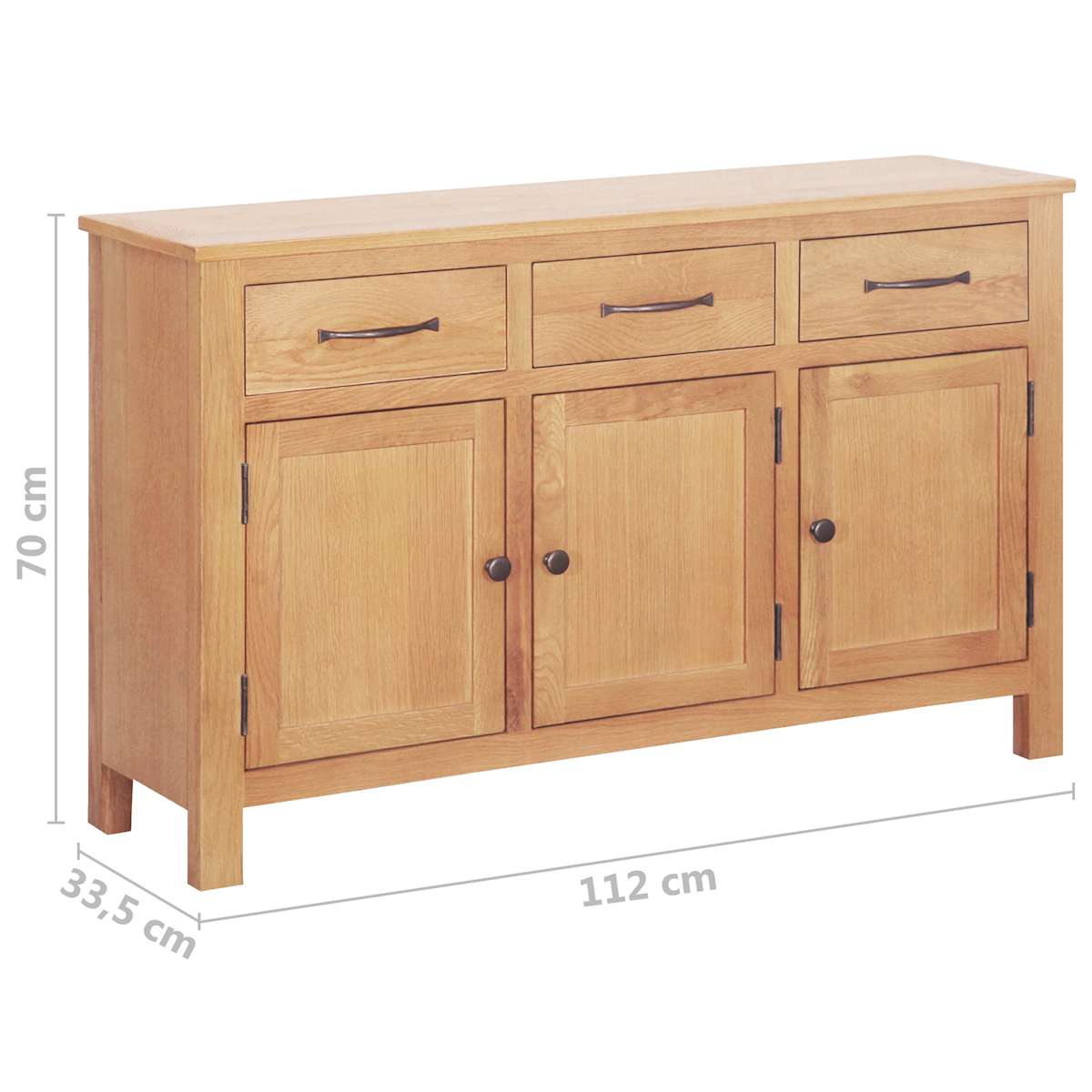 Sideboard Brun 112 x 33.5 x 70 cm Solid egetræ - Billede 6