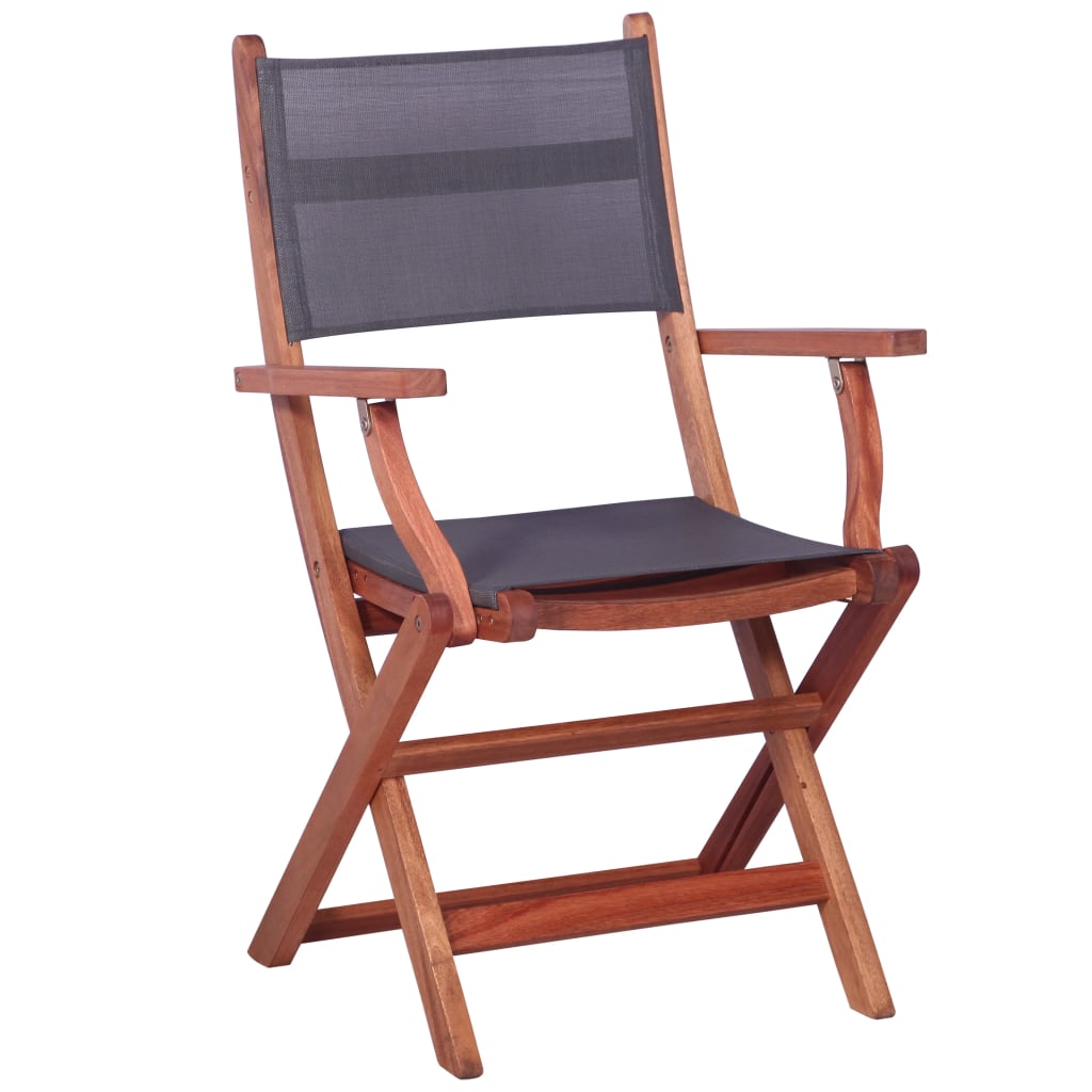 vidaXL Outdoor Chairs 2 pcs Grey Solid Eucalyptus Wood and Textilene