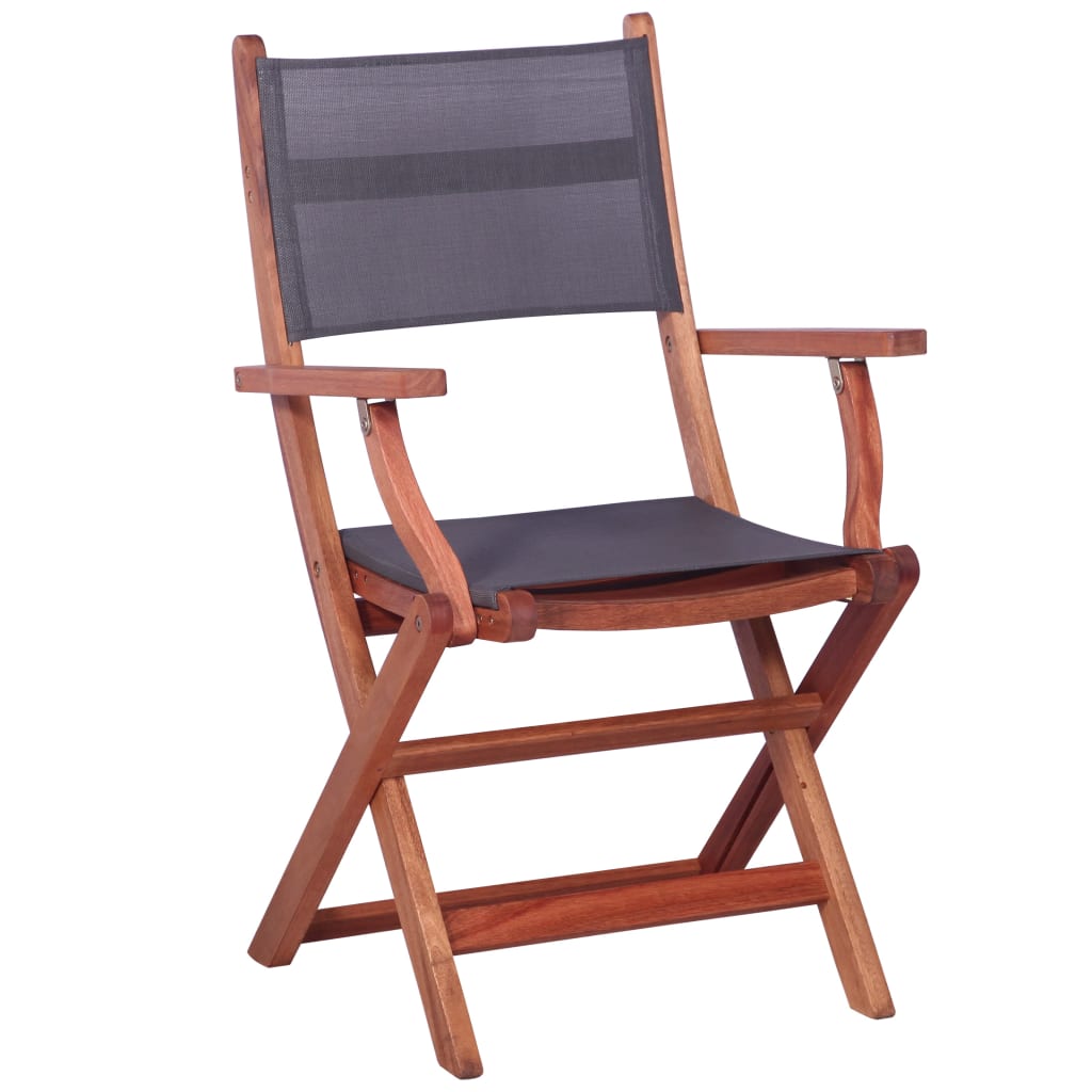 vidaXL Outdoor Chairs 4 pcs Grey Solid Eucalyptus Wood and Textilene