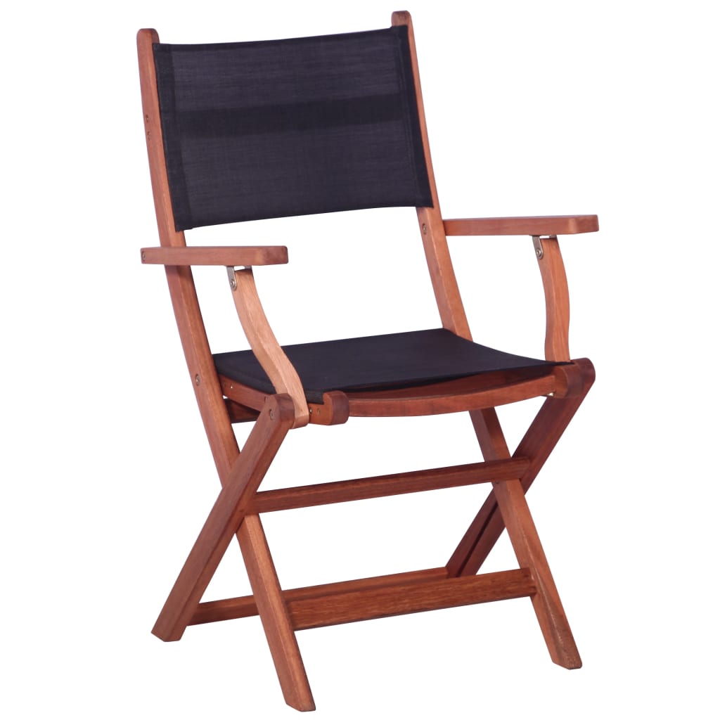 vidaXL Outdoor Chairs 2 pcs Black Solid Eucalyptus Wood and Textilene