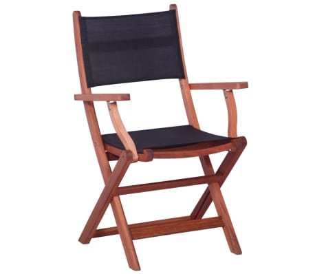 vidaXL Outdoor Chairs 4 pcs Black Solid Eucalyptus Wood and Textilene