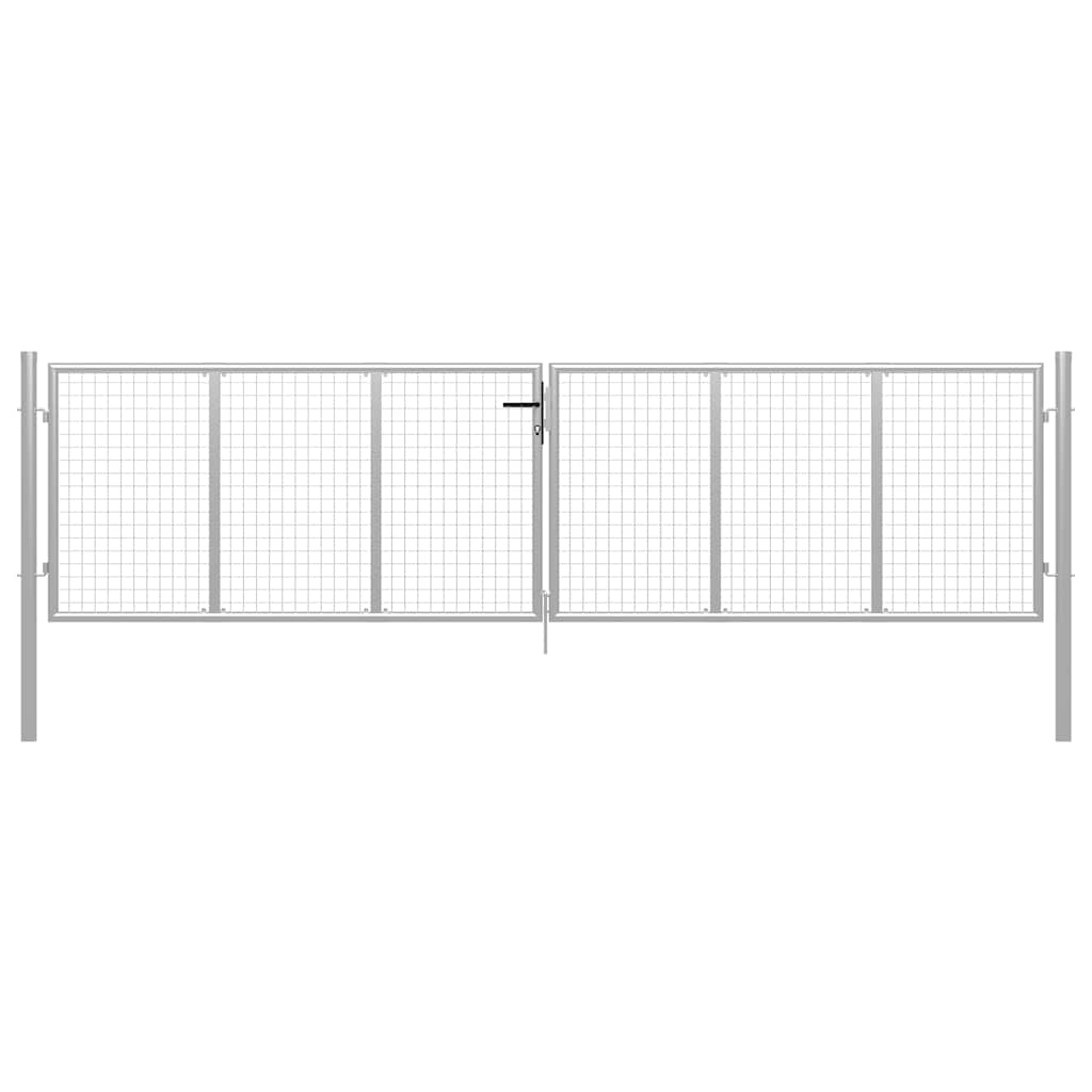 vidaXL Zahradní brána pozinkovaná ocel 400 x 100 cm stříbrná