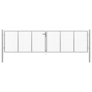 Zahradní brána pozinkovaná ocel 400 x 100 cm stříbrná - obrázek 1