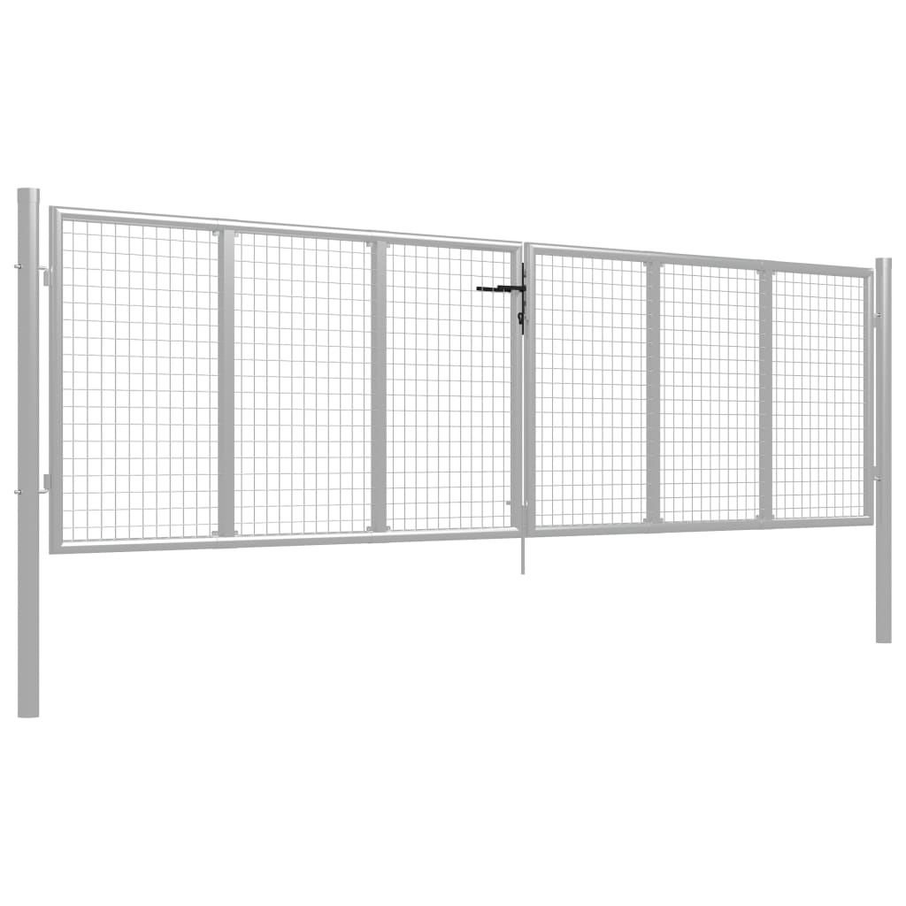 vidaXL Porte de jardin Acier galvanisé 415x150 cm Argenté