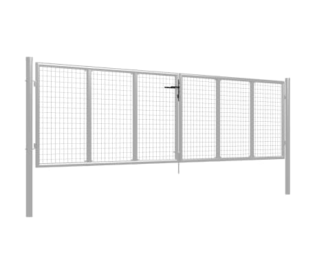 vidaXL Porte de jardin Acier galvanisé 415x150 cm Argenté