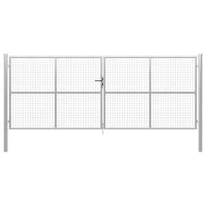 Vrtna vrata iz pocinkanega jekla 400 x 150 cm srebrne barve