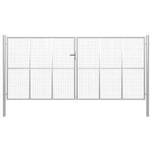 Vrtna vrata iz pocinkanega jekla 400 x 175 cm srebrne barve