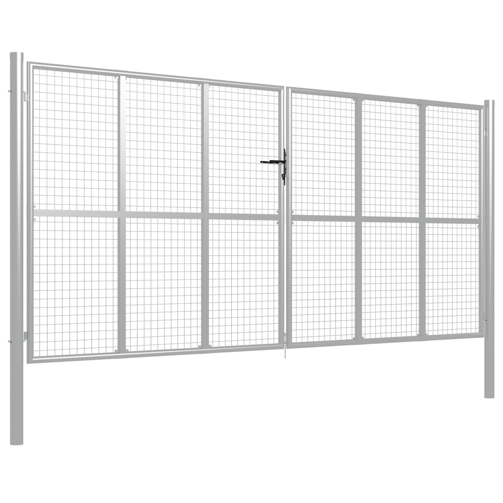 vidaXL Poort 415x225 cm gegalvaniseerd staal zilverkleurig afbeelding