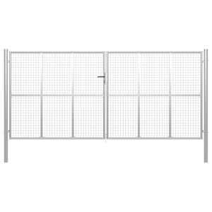 Vrtna vrata iz pocinkanega jekla 400 x 200 cm srebrne barve