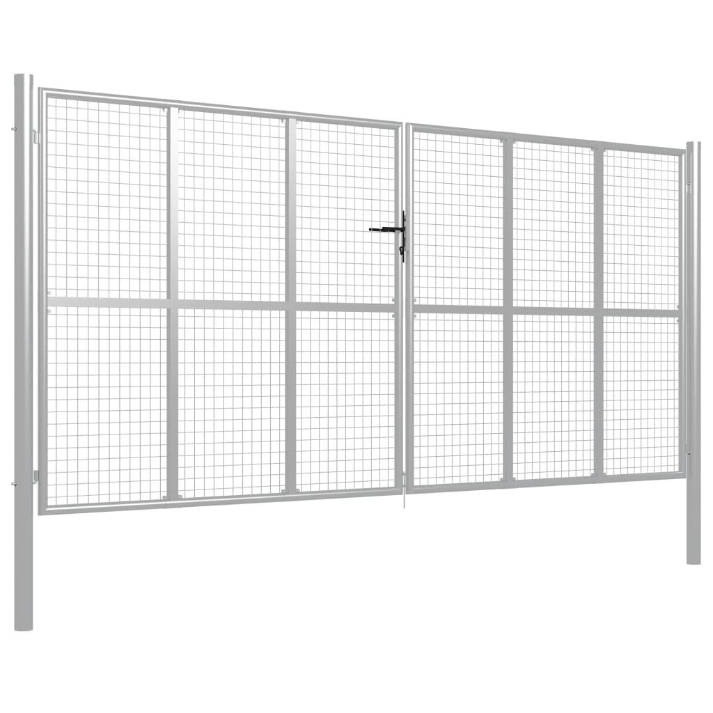 vidaXL ezüstszínű horganyzott acél kertkapu 415 x 250 cm