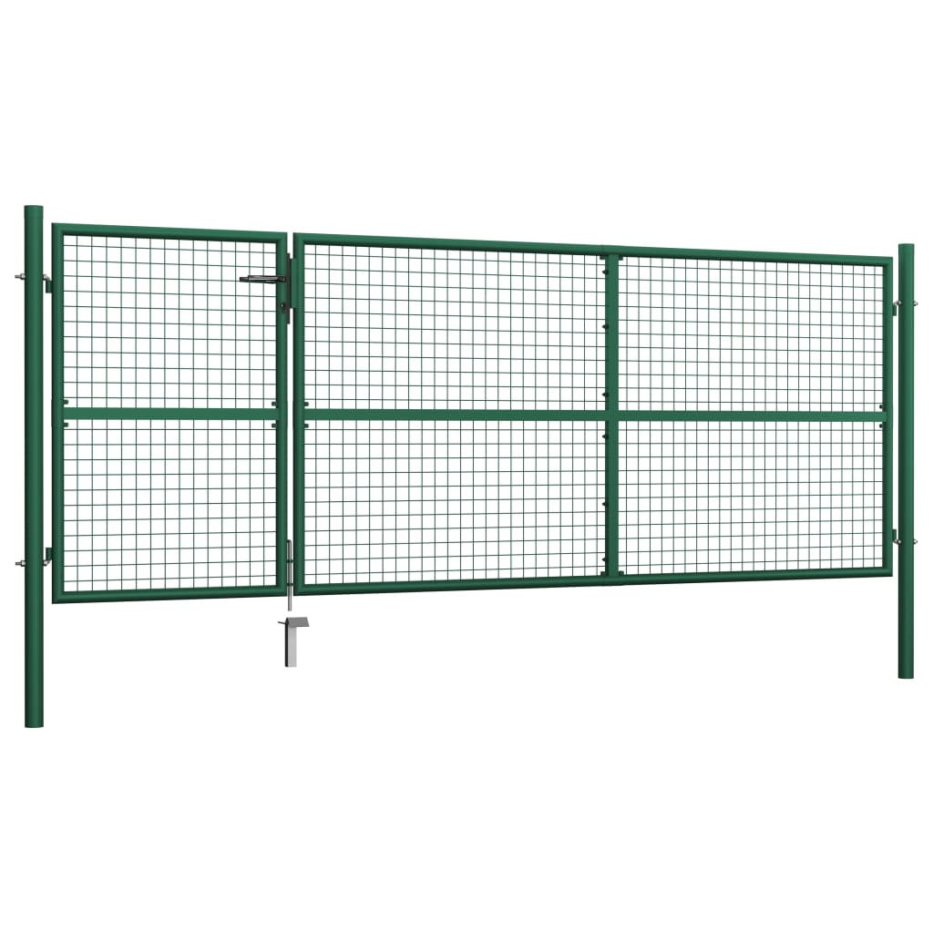 vidaXL Garden Gate Steel 350x125 cm Green