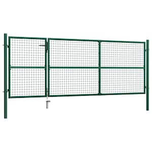 vidaXL Port&atilde;o de jardim 350x125 cm a&ccedil;o verde