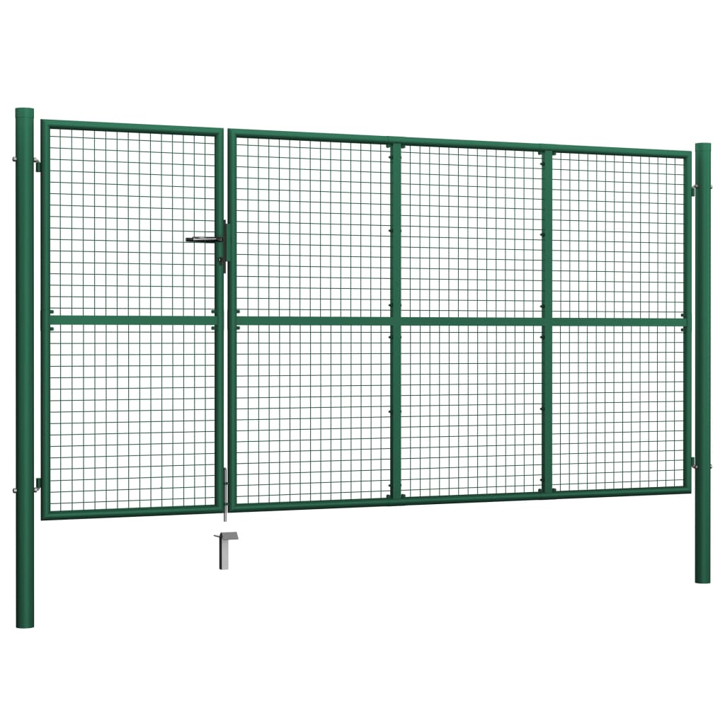 vidaXL Garden Gate Steel 350x150 cm Green