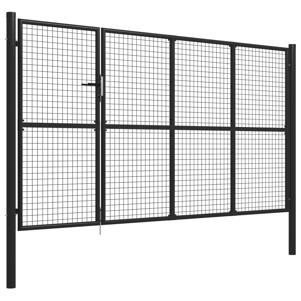vidaXL Poort 350x150 cm staal antraciet afbeelding