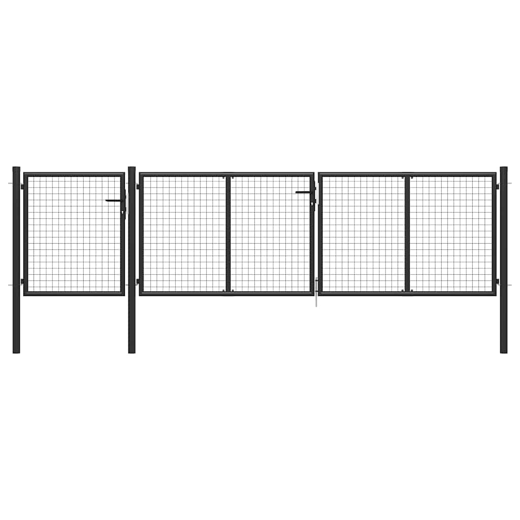 vidaXL Zahradní brána ocelová 400 x 100 cm antracitová