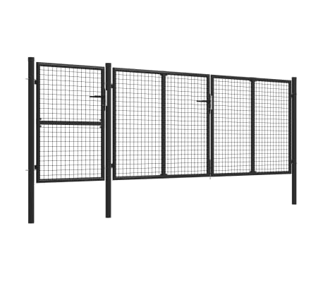 vidaXL Sodo vartai, antracito spalvos, 400x125cm, plienas