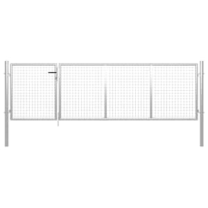 Vrtna vrata iz jekla 350 x 75 cm srebrne barve
