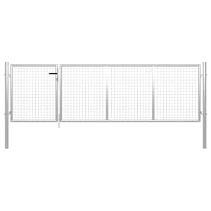 Vrtna vrata jeklena 350x100 cm srebrna