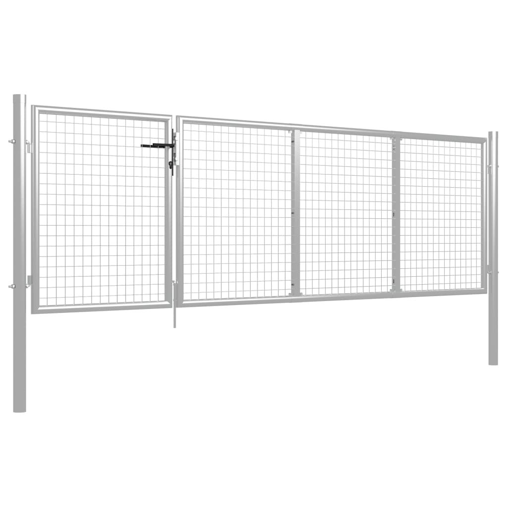 vidaXL Poort 350x100 cm staal zilverkleurig afbeelding