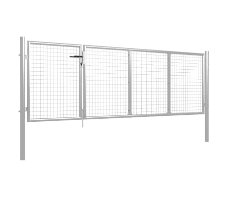 vidaXL Garden Gate Steel 350x100 cm Silver