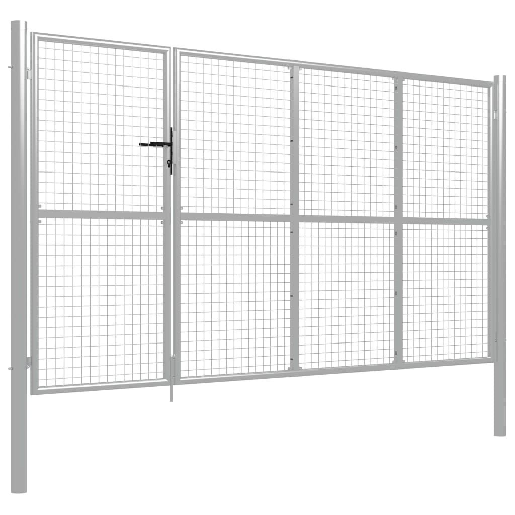 vidaXL Poort 350x150 cm staal zilverkleurig afbeelding