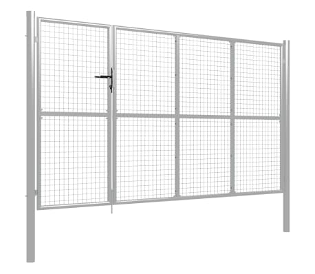 vidaXL Gartentor Stahl 350 x 150 cm Silbern