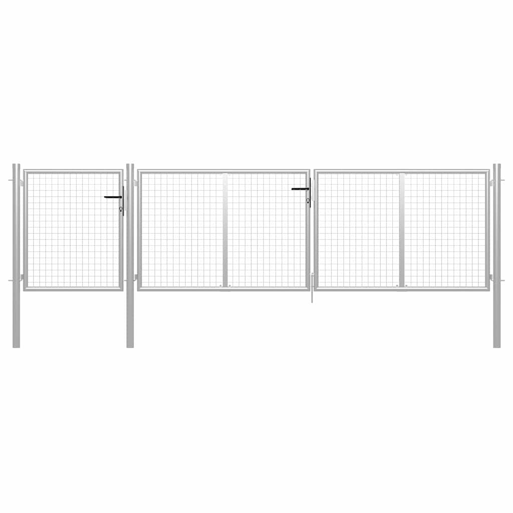 vidaXL Zahradní brána ocelová 400 x 100 cm stříbrná