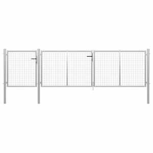 Vrtna vrata iz jekla 400x100 cm srebrne barve