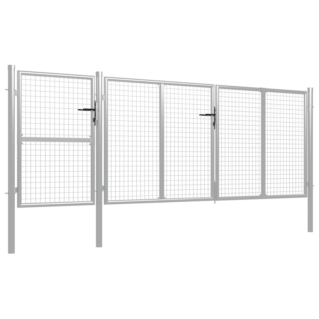 

vidaXL Poort 400x125 cm staal zilverkleurig