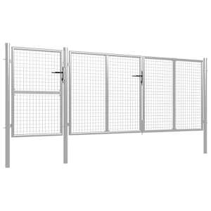 vidaXL Sodo vartai, sidabrinės spalvos, 415x125cm, plienas