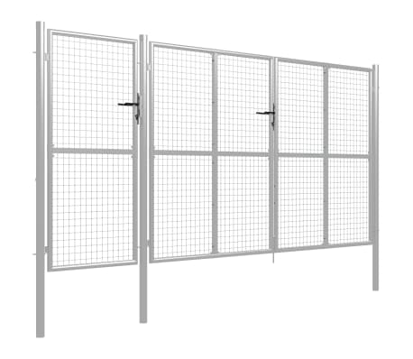 vidaXL Gartentor Stahl 400 x 175 cm Silbern