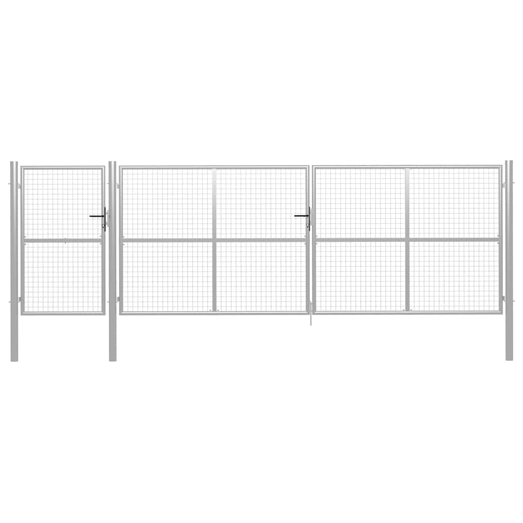 vidaXL Zahradní brána ocelová 500 x 150 cm stříbrná