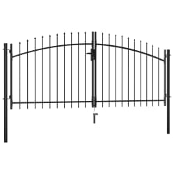 vidaXL Double Door Fence Gate with Spear Top 300x150 cm