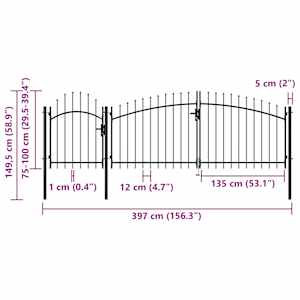 Zahradní brána Woerden ocel 1x4 m Černá - obrázek 5
