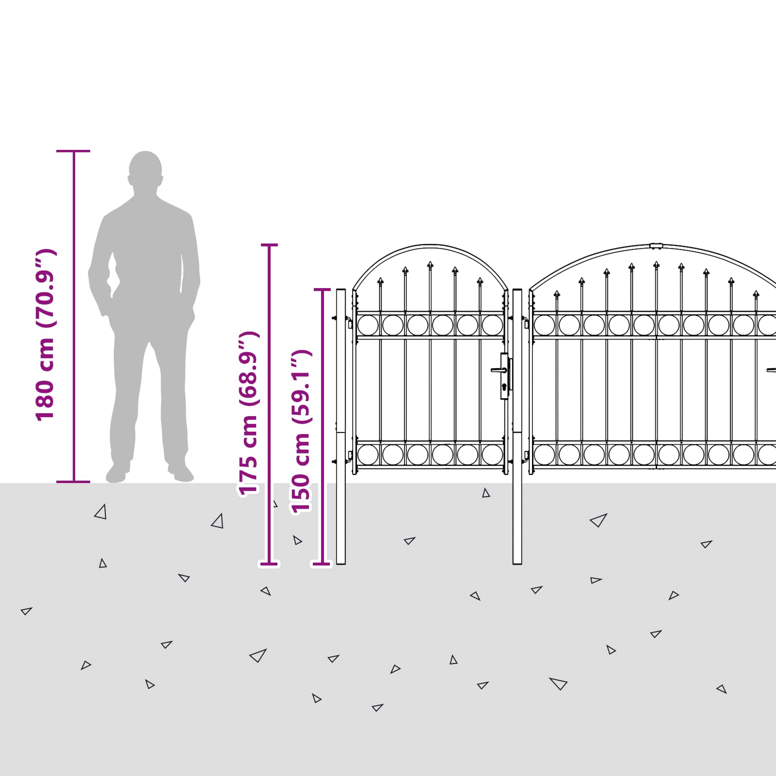 Ograjna vrata z ukrivljenim vrhom 400 x 175 cm Jeklo - slika 6