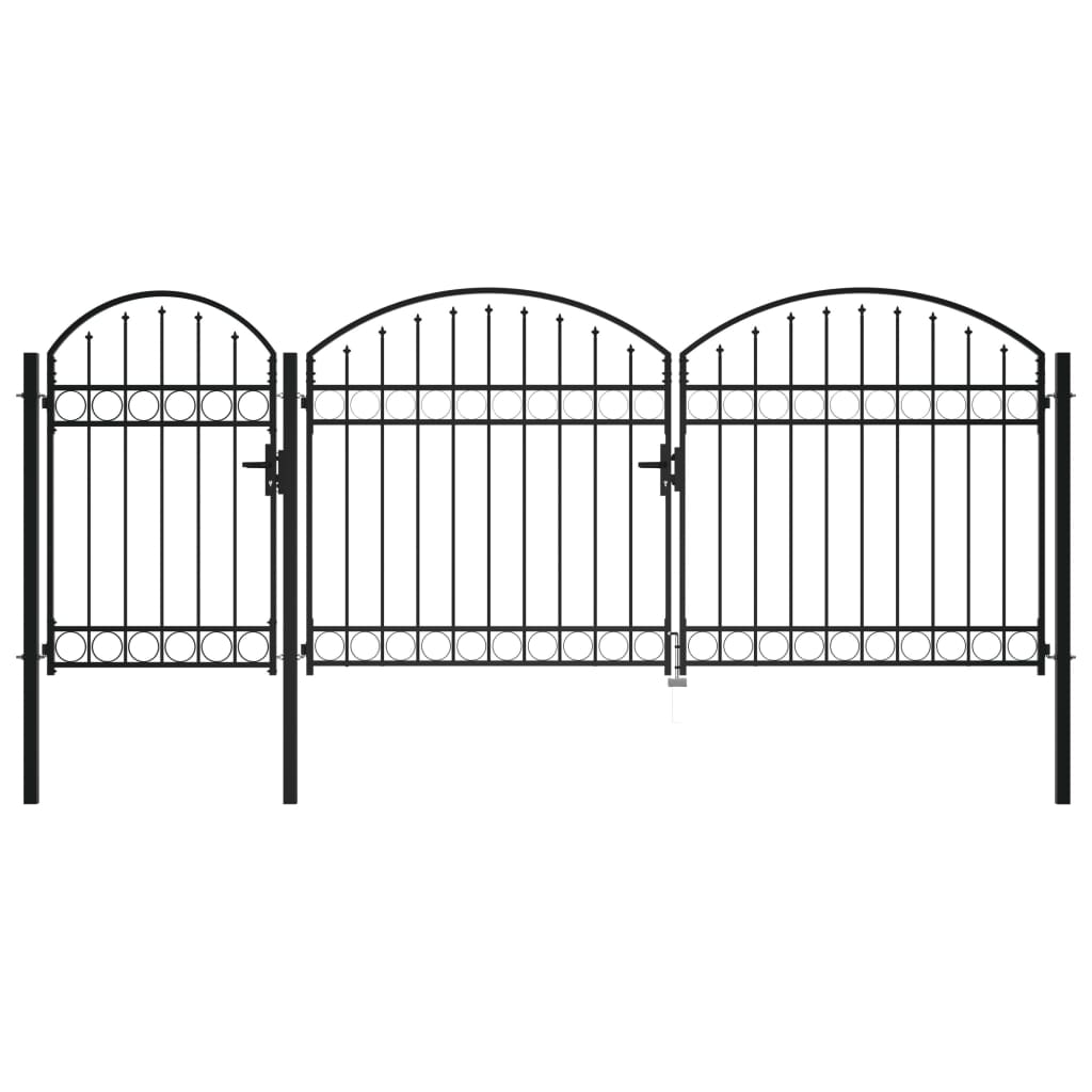 vidaXL Poartă de gard de grădină cu arcadă, negru, 2,25 x 4 m, oțel 225