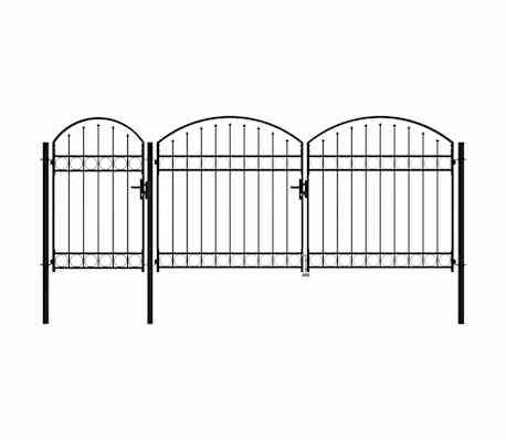 vidaXL Portail de jardin avec dessus arqu&eacute; Acier 2,25 x 4 m Noir