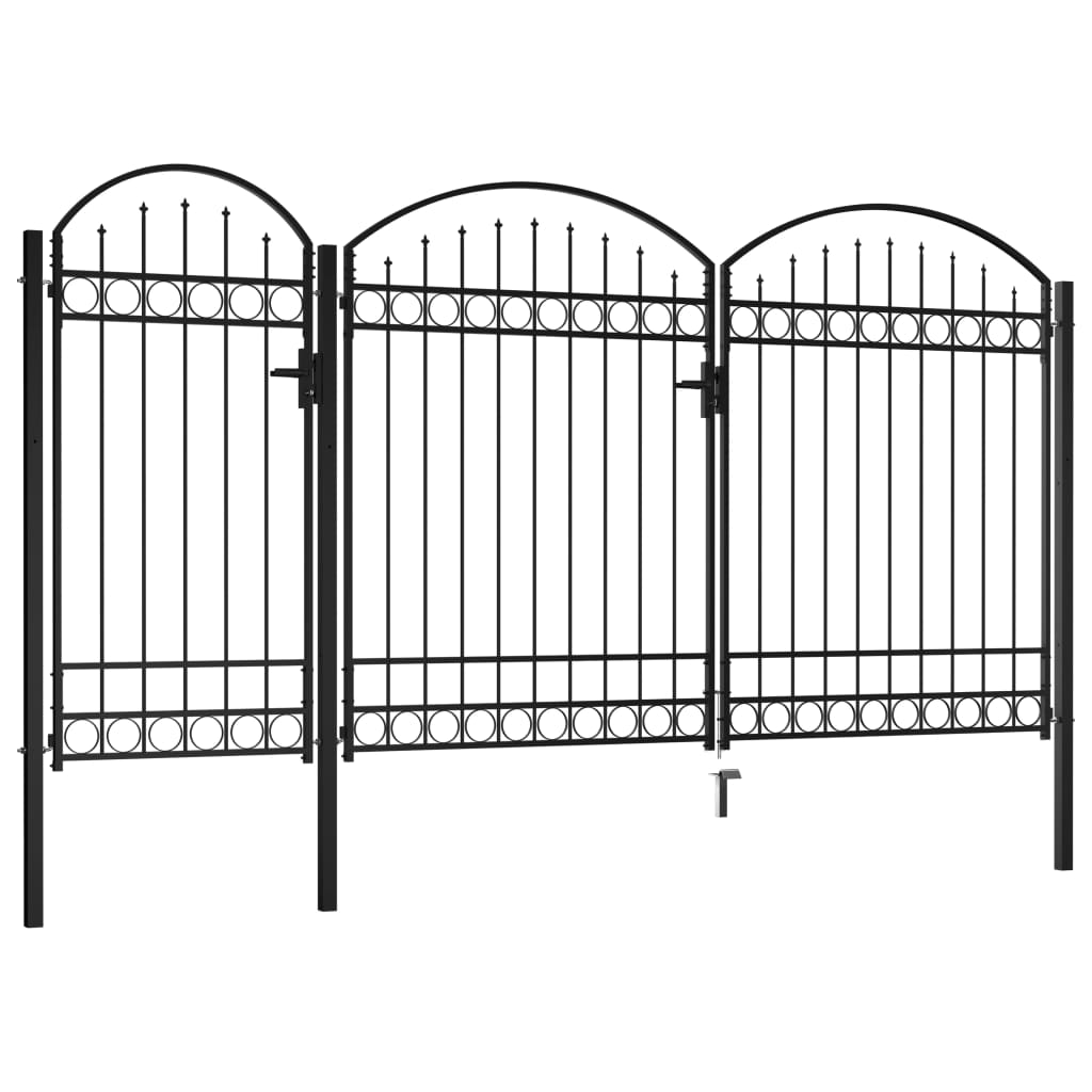 vidaXL Puerta de valla de jardín con arco superior acero negro 2,5x4 m