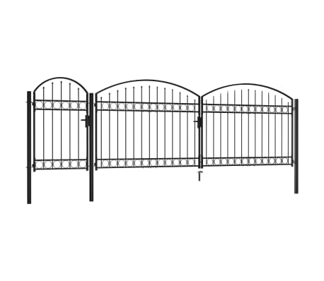 vidaXL Garden Fence Gate with Arched Top Steel 1.75x5 m Black