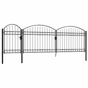 vidaXL Portail de cl&ocirc;ture de jardin avec dessus arqu&eacute; Acier 2x5 m Noir