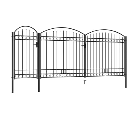 vidaXL Portail de jardin avec dessus arqué Acier 2,25 x 5 m Noir